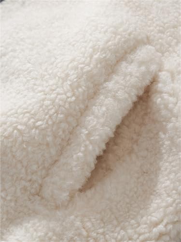 Kids Winter Coat, Sherpa Fleece Jacket with Stand Collar & Zipper, Color Block Outwear for Boys Girls (90-180cm)(Brown,180CM)4