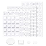TIESOME 195 Pcs Clear Rubber Bumpers Self Adhesive, 4 Size Silicone Door Bumpers Clear Noise Dampening Bumper Pads Round Spherical Square Rubber Feet Pads for Furniture Surface Protection