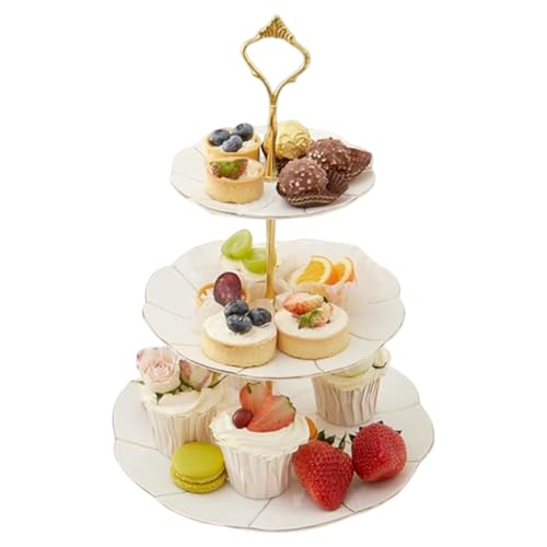 OULIGET Tiered Serving Plates Trays,3 Tier Cupcake Stand Holder,White British Style Serving Tray Tea Desserts Candies Stand,Beautiful Gift for Tea Party & Home Décor