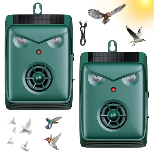 2026 New Solar Ultrasonic Bird Repellent Outdoor, Woodpecker Deterrent for House,Pigeon Bird Deterrents for Outside,Birds Repeller Scare Devices for Balconies Yard Garden Farm Orchard Animal Repellent