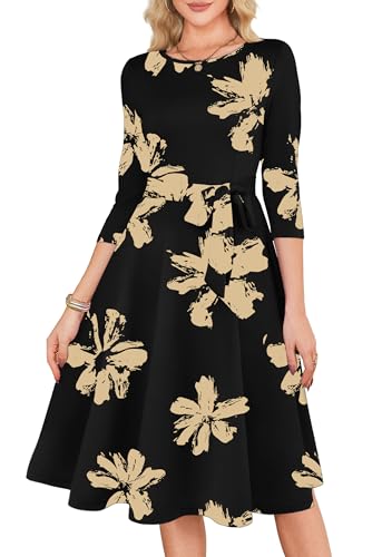 RUMIA Summer Dresses for Women Casual 3/4 Sleeve Spring Floral Cocktail Dresses Vacation Work Dress — view 4