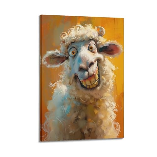 Poster Happy Sheep WIZIGM art mural moderne sur toile 20x30 cm style cadre pour salon