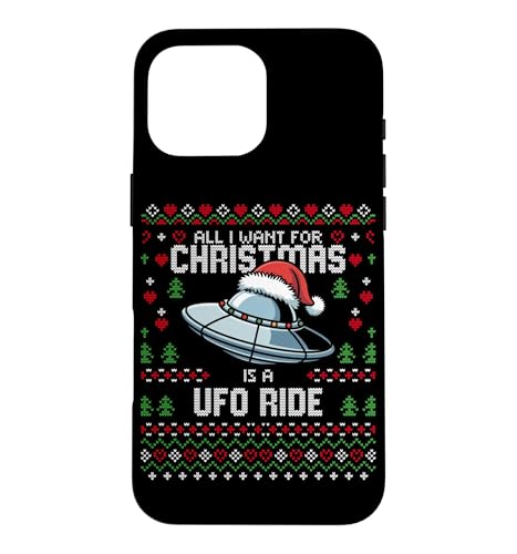 Alien UFO Ride Abduction �N���X�}�X �A�O���[�N���X�}�X�Z�[�^�[ �X�}�z�P�[�X iPhone 16 Pro Max �p