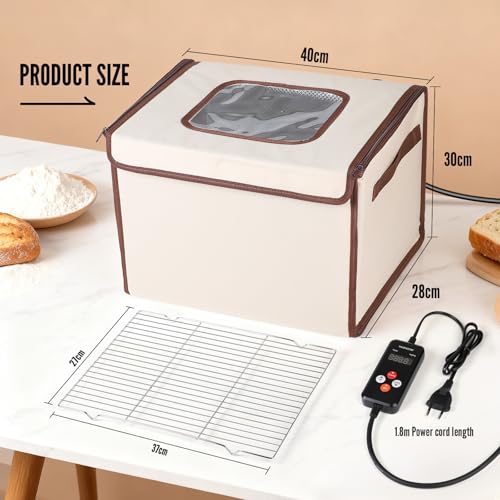 Miniatura 2 de Swawis 40x30x28cm Caja De Fermentación Con Función De Calefacción Para Masa 230v 70w, Plegable, Control De Temperatura 20-50 , Temporizador 0-24h, Para Hogar Pan Pizza Yogur
