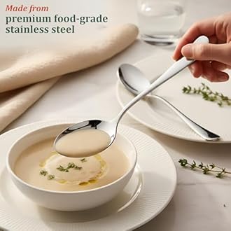 Parage 12 Pieces Stainless Steel Table Spoon for Tea, Coffee, Sugar & Spices | Spoon Set | Cutlery | Steel Spoons - Set of 12 Spoons with Round Edge