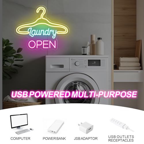 Image of Laundry Neon Sign Laundromat Led Light Lightlaunderette Wall Art