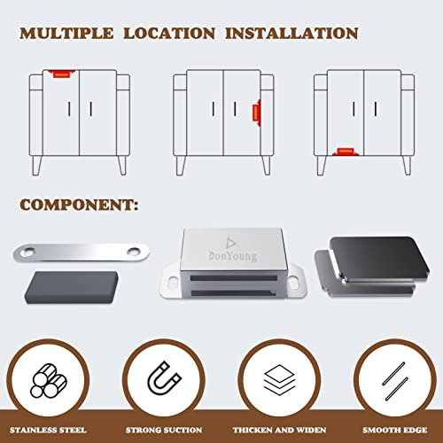 Magnetic Door Catch 6 Pack, 20Lb High Magnetic Stainless Steel Heavy Duty Catch For Kitchen Bathroom Cupboard Wardrobe Closet Closures Cabinet Door Drawer Latch - Silver #TOP3