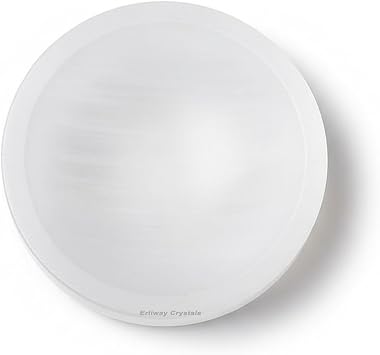 Erliway 2.4" Selenite Bowl for Crystals Charging, Small Selenite Crystal Bowls, Morocco Round Selenite Decorative Collection Bowl for Recharging Stones, Cleansing, Healing, Smudging and Reiki