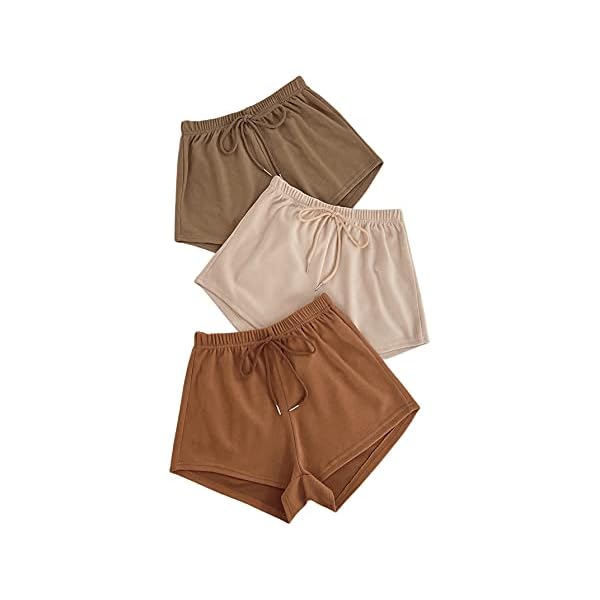 MakeMeChic Women’s 3pack Elastic Waist Knot Front Lounge Track Shorts