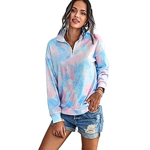 ZSLMX Ladies Casual Reißverschluss Hoodie Leichtes Sweatshirt Hoodie Kordelzug Pullover Lose Brust Reißverschluss VAusschnitt