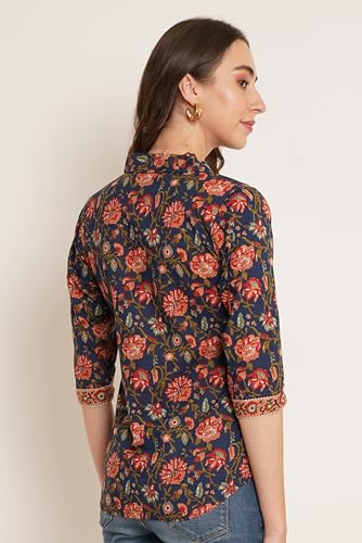 Image of COTLAND Fashions Jaipuri Cotton Floral Printed Shaded Shirt for Women (Top Style)