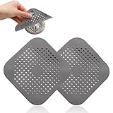 2 Pack Drain Hair Catcher Silicone Drain Protector Bathroom Accessories Shower Silicone Hair Stopper with Suction Cup Grey