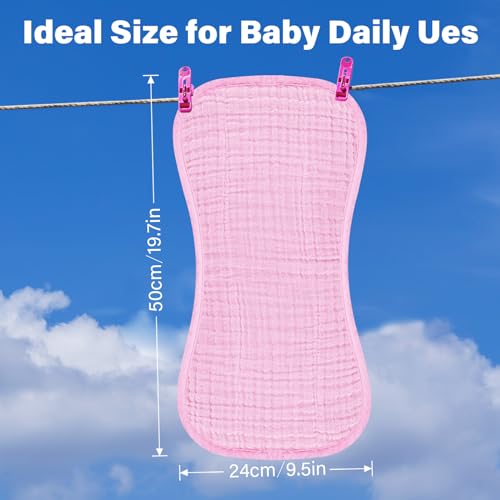 CUXFLS 3 Pack Organic Baby Burp Cloths for Baby Boys and Girls, Multi-Colors Muslin Washcloths Baby Burping for Newborn