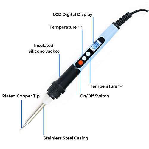 Berkling Electric Soldering Iron Kit With Digital Lcd Display, Quick Heat Up, Wide And Precise Adjustable Temperature Range, Up To 90 Watt And 520C, Includes Solder Wick 2Mm / 1.5M For Desoldering #TOP1