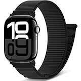 AMSKY Boucle Sport Nylon Compatible avec Bracelet Apple Watch Se 40mm 44mm 46mm 42mm 45mm 41mm 38mm 49mm, pour iWatch Serie 11 10 9 8 7 6 5 4, SE Ultra 3 2 1, Noir, 46mm/44mm/45mm/49mm