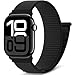 AMSKY Nylon Sport Loop Band Kompatibel mit Apple Watch Armband 40mm 42mm 46mm 44mm 45mm 41mm 38mm 49mm, für iWatch Series 11 10 9 8 7 6 5 4, Ultra SE 3 2 1, Schwarz, 46mm/44mm/45mm/49mm