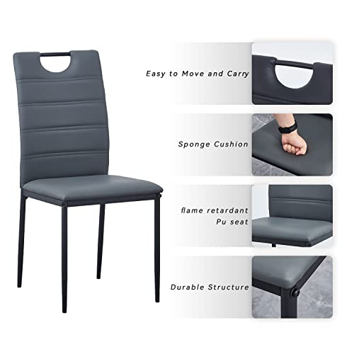 Modern Dining Chairs Set Of 4 W/Pu Leather Seat 300 Lbs Capacity Mid Century Dining Room Chairs Upholstered Kitchen Chairs W/Metal Legs For Restaurant/Living Room/Waiting Room/Farmhouse - Gray #TOP5