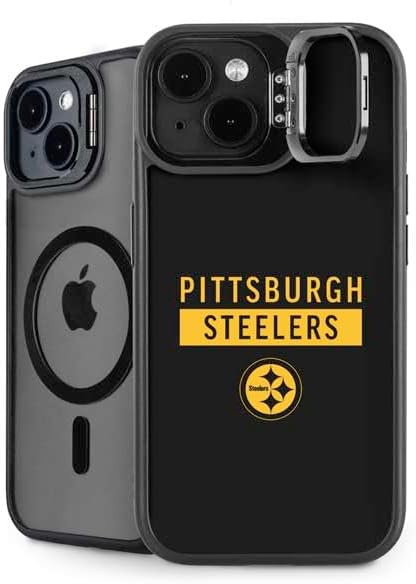 Skinit Kickstand Phone Case Compatible with iPhone 15 Plus - Officially Licensed NFL Pittsburgh Steelers Design