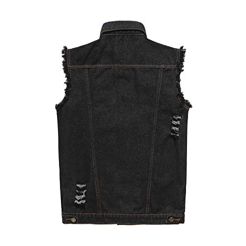NASKY Men's Fit Retro Ripped Denim Vest Sleeveless Jean Vest and Jacket2