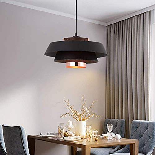 Lustre plafonnier noir en fer forgé 40 cm pour salon et couloir