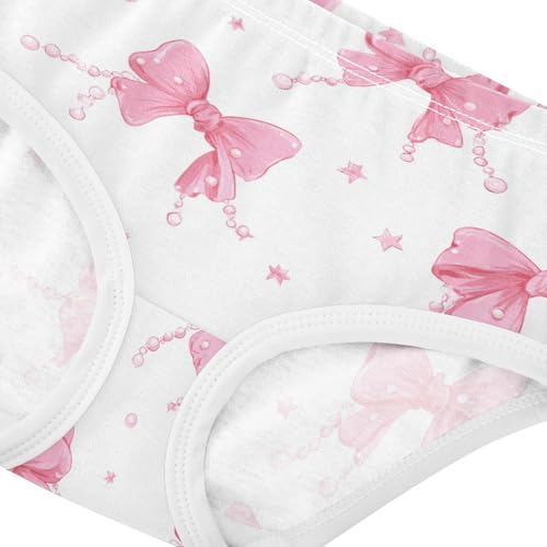 Wusikd Bows Pink Stars Girls' Underwear Cotton Girls Briefs Soft Toddler Underwear 2T4