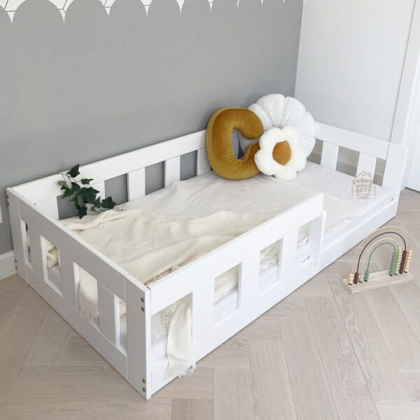 Letto per Bambini 120x200 Blanco - BAJO - Letto Basso per Bambini - Letto Bambini con Sponda Letto Bambini - Letto Bambino con Barriera Letto Bambini