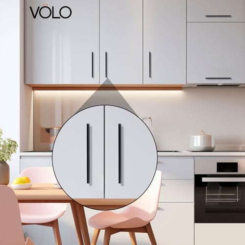Image of VOLO Wardrobe Cabinet Handle - Multi-Use Pull Handle for Wardrobe, Drawer, Sliding Closet, and Door in Kitchen, Office, and Bedroom Pack of 1 (Black, 96MM (4 Inch))