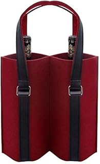 Shintop Felt Wine Bags with Handle, 2 Bottle Gift Bag for Wedding, Birthday, and Dinner Party Festival Favors (Red)