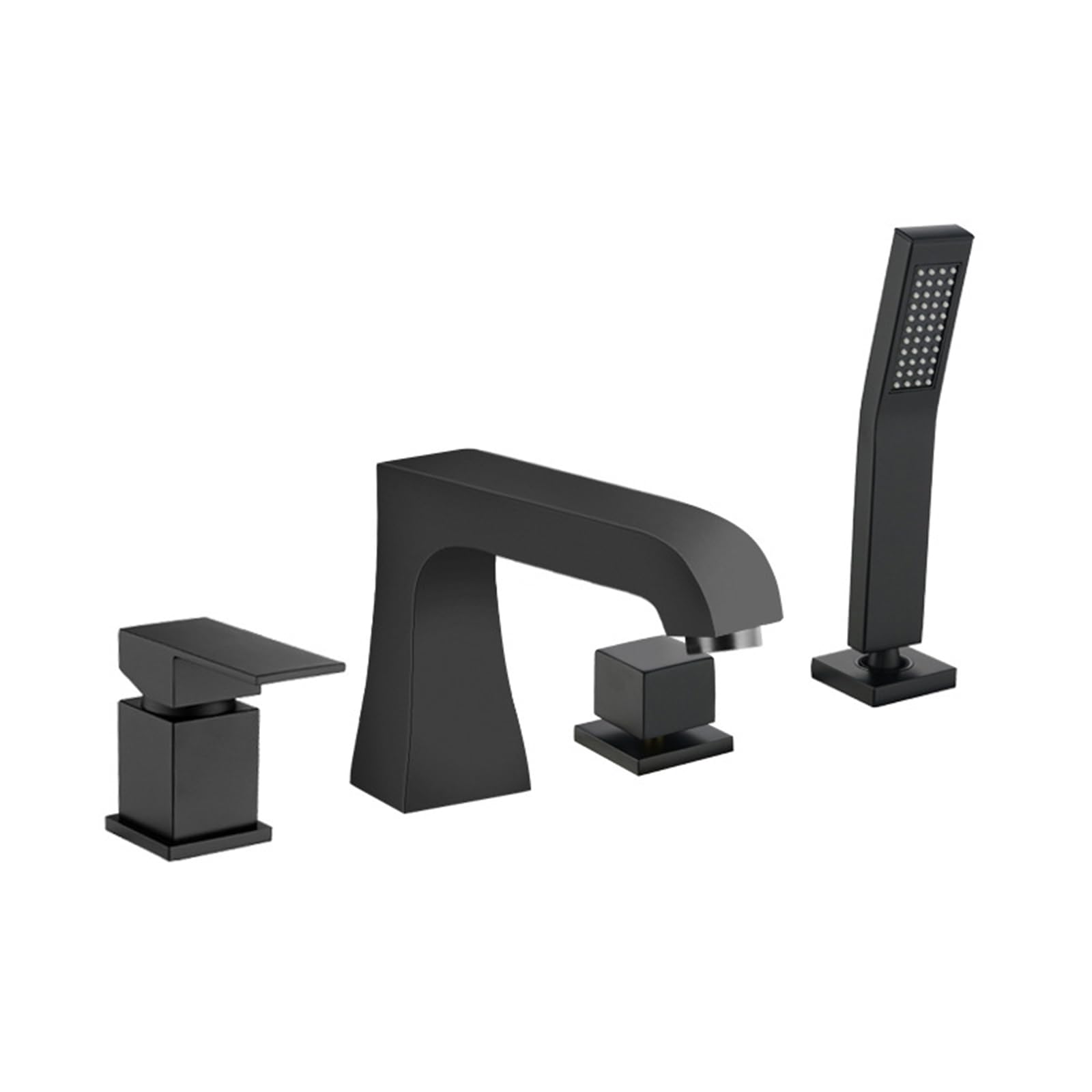 Mitigeur Bain-Douche à Poser Noir Mat Style Haute Robinetterie avec Douchette Rétractable