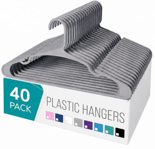 Image of Golden Bird Pack of 40 Premium Plastic Hanger Clothes Hangers for Hanging, Elevate Your Wardrobe Organization Space Saving Clothes Hangers for Wardrobe Ultra Slim Closet Hangers for Shirts,Pants