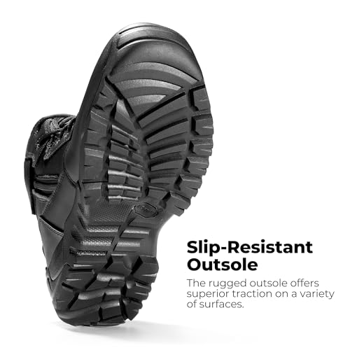Image of NORTIV 8 Mens Military Tactical Work Boots Side Zip | Outdoor Hiking Leather Motorcycle Combat Boots