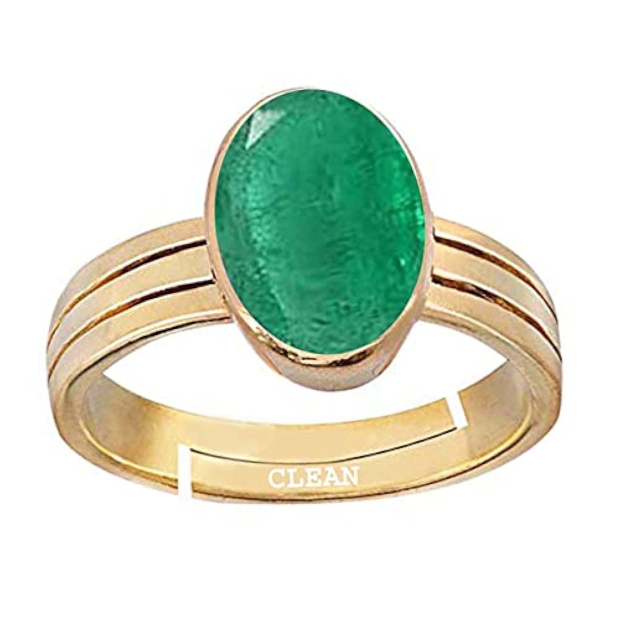 Emerald Panna Gold Plated Adjustable Ring, Astrological Certified