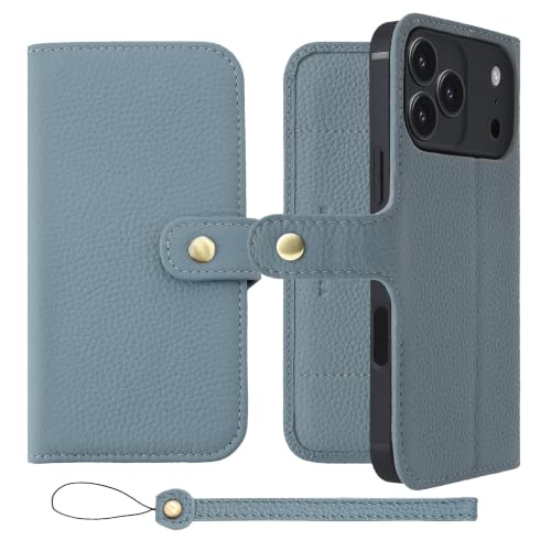 HANATORA for iPhone 17ProMax �P�[�X �蒠�^ �{�v �X�}�z�P�[�X �X�}�z �X�^���h �X�g���b�v �t�� �V�������N�J�[�t���U�[ �x���g���� �}�O�l�b�g�Ȃ� �u���[�O���[ H1SPB-17ProMax-BlueGray �M�t�g �a��