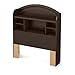 South Shore Morning Dew Bookcase Headboard with Storage, Twin 39-inch, Chocolate