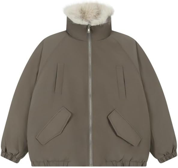 Winter Thick Black Cotton Padded Jacket with Stand Up Collar for Both Men Women