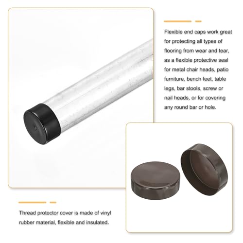 Image of uxcell 2pcs Rubber End Caps 275mm(10 13 /16 Inch) ID x 80mm(3 1 /8 Inch) H Vinyl Round Tube Bolt Cap Cover Screw Thread Protectors Brown