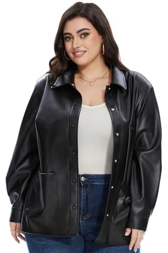 Fahsyee Faux Leather Jacket Women, Plus Size...