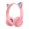 Kids Headphones LED Cat Ear Headphones Foldable Bluetooth Headphone for Kids,2 in 1 Wired/Wireless Mode HD Stereo Sound for PC/Phone/Pad/Study/Travel