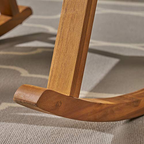 Champlain Outdoor Acacia Wood Rocking Chair With Water-Resistant Cushions (Set Of 2), Teak And Yellow #TOP6