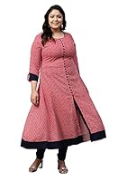 Yash Gallery Women's Plus Size Rayon Printed Anarkali Kurta for Women (108YK148PINKRAY_Pink_6XL)