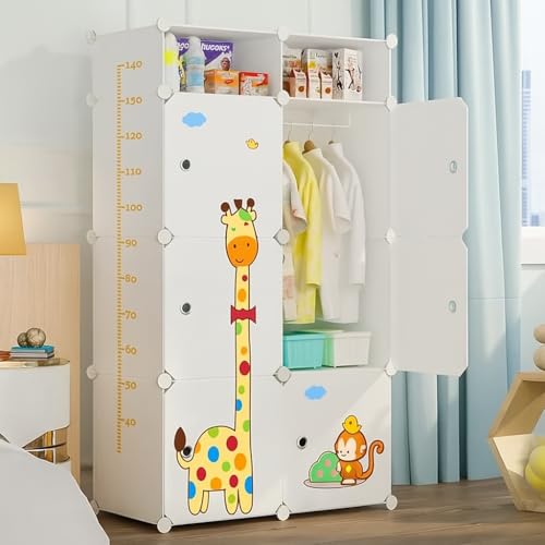 Image of Mevigo 6+2 Door Plastic Wardrobe for Kids and Baby-Cupboard for Clothes, Almirah for Clothes, Baby Collapsible Wardrobe, Multi-Purpose Kids Storage Rack for Home Books,Toy,Living Room -White-O4