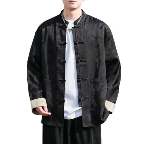 Chemise style chinois pour homme à manches longues et jacquard élégant
