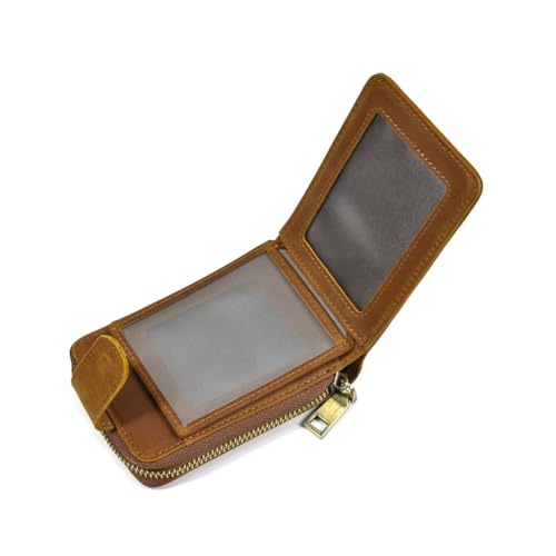 Leheybia 1 Pcs Accordion Wallet Card Wallet Credit Card Wallet Zipper Card Cases Holder Card Holder for Men And Women（Brown）4