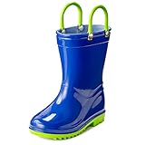 Puddle Play Toddler and Kids Waterproof Solid Rain Boots with Easy-On Handles - Size 12 Little Kid