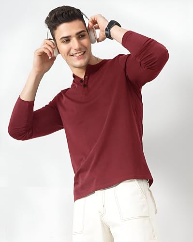 Image of LAZYCHUNKS Luxury Men's Full Sleeve Henley T-Shirt - Soft, Breathable, Stylish (Men's Henley T-Shirt), Great for Party and Casual wear