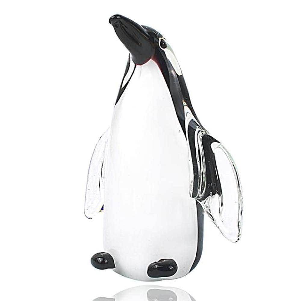 Pingouin en verre soufflé à la main, sculpture d'art unique en cristal pour collectionneurs