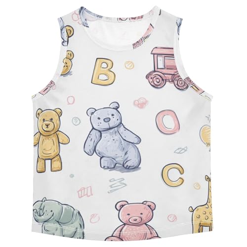 Bolaz Boys Athletic Quick Dry Tank Top Sleeveless Workout T Shirts Age 11-15,Colorful Animal Cute