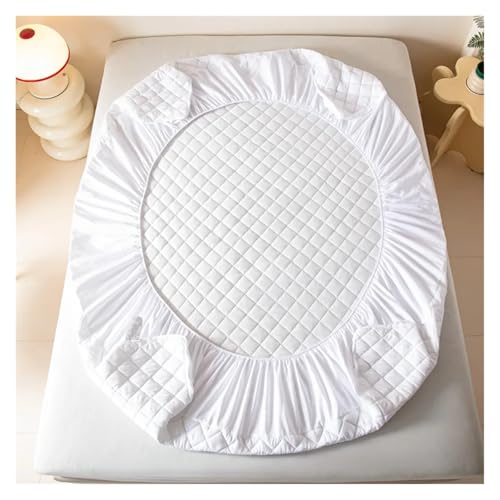 Protège-matelas imperméable petite grille ensemble 3 draps lit 200x220cm blanc