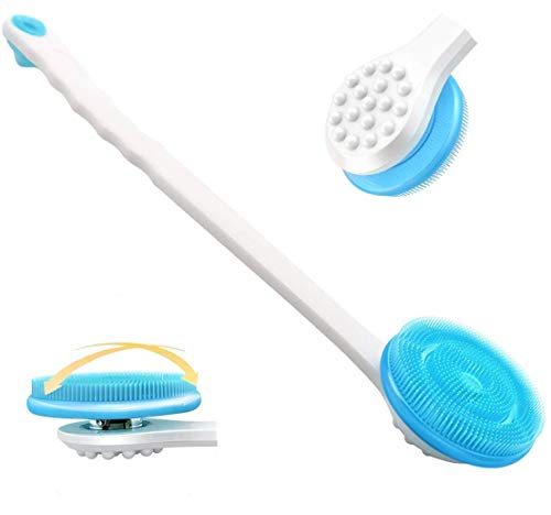 Weikin - Cepillo de baño, cepillo para el cuerpo, cepillo para el baño de silicona, 360° rotación libre Scrubber dorsal ultra suave sin mango largo BPA para ducha y exfoliante