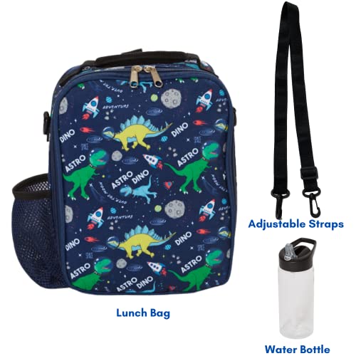Dinosaur Space 3-In-1 Convertible Lunch Box And Water Bottle Set, Soft Insulated Lunch Bag With Water Bottle For Kids #TOP1